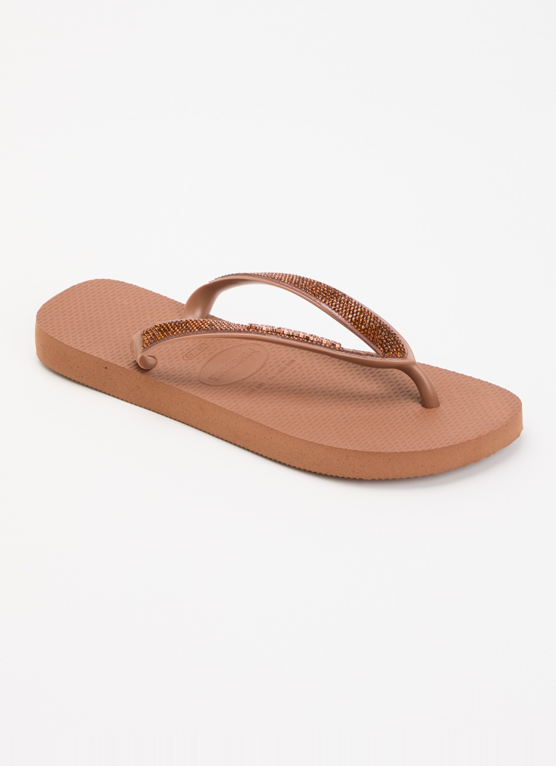 Havaianas Top Glow slipper met glitter en logo - voorkant 2 roestbruin