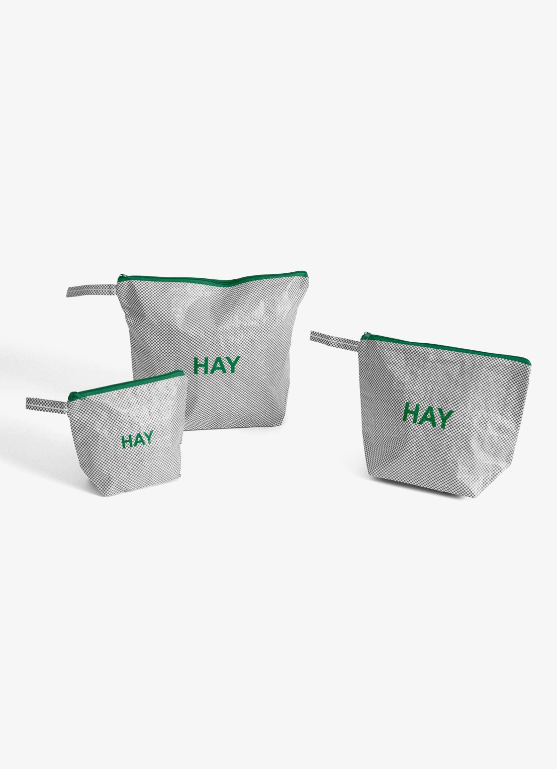 Hay Candy Mono toilettas met logo set van 3 - voorkant lichtgrijs