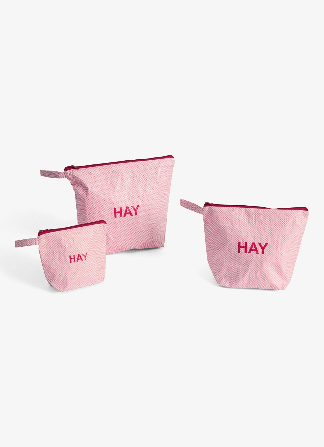 Hay Candy Mono toilettas met logo set van 3 - voorkant roze