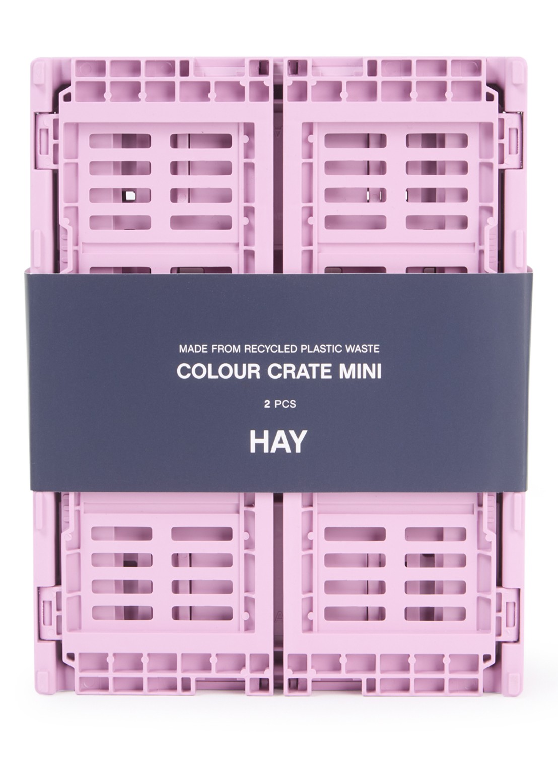 Hay Colour Crate Mini vouwkrat set van 2 - voorkant roze