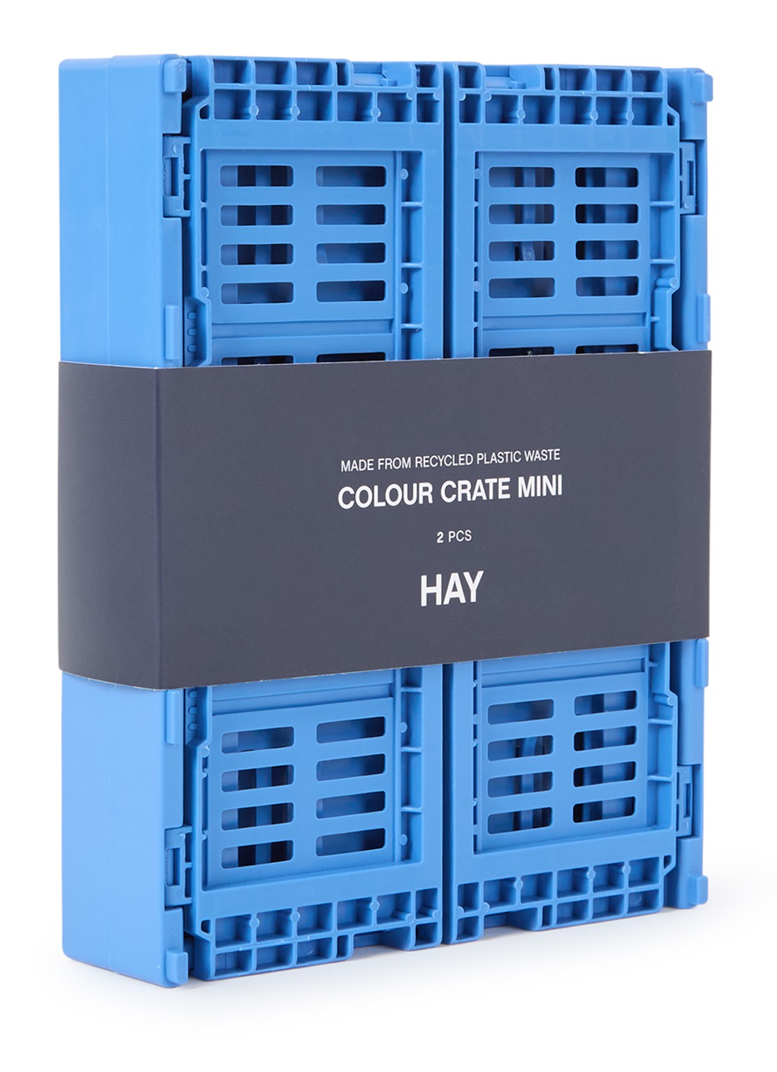 Hay Colour Crate Mini vouwkrat set van 2 - voorkant blauw