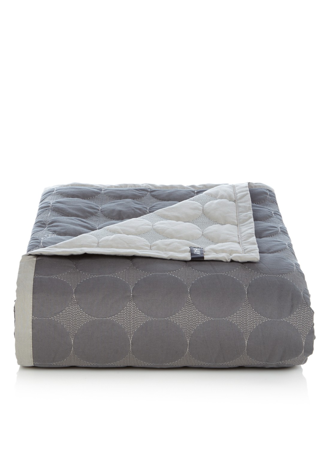 Hay Mega Dot bedsprei van katoen 195 x 245 cm - voorkant antraciet