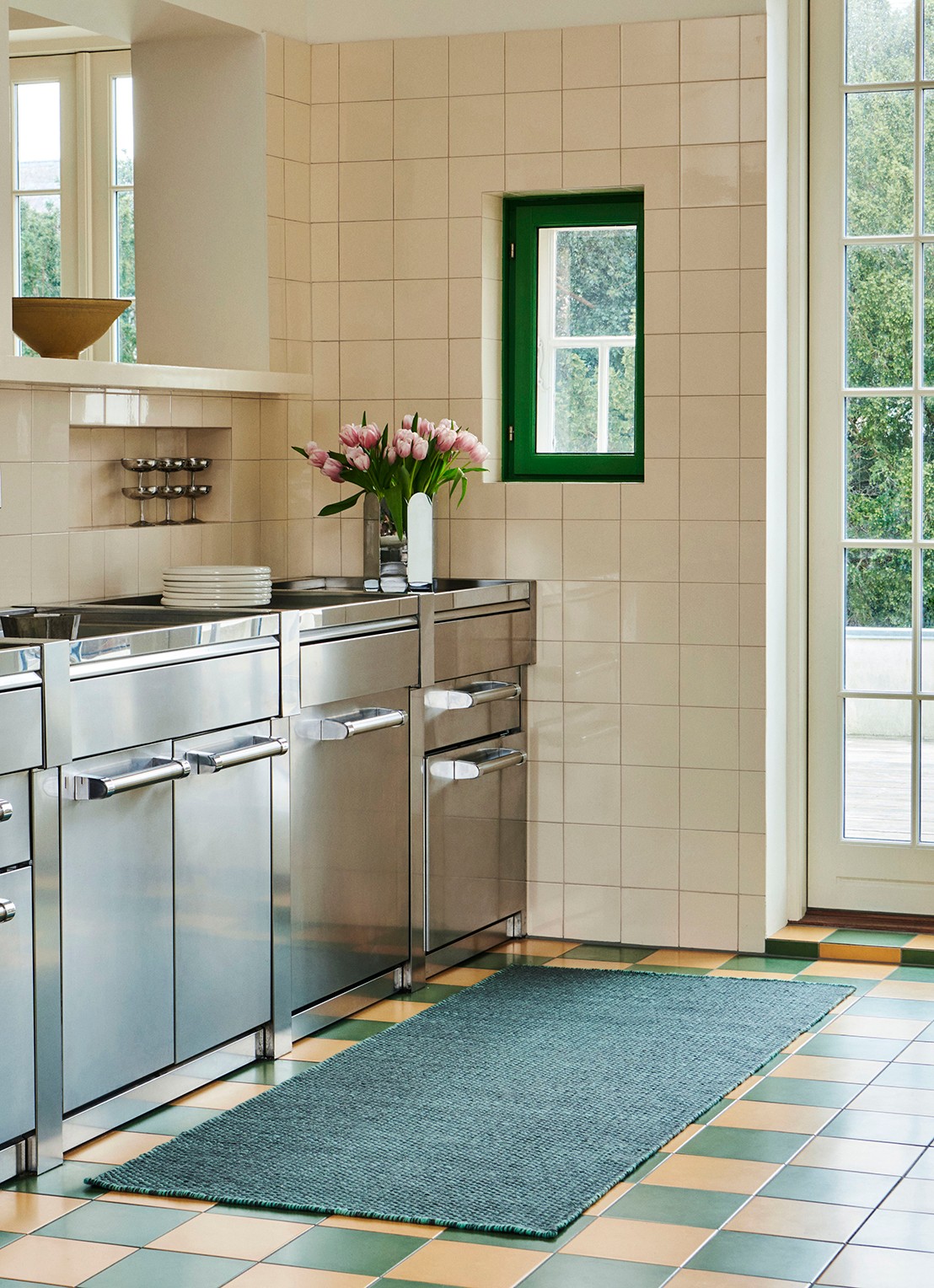 Hay Moire vloerkleed van wol 200 x 80 cm - voorkant 2 groen