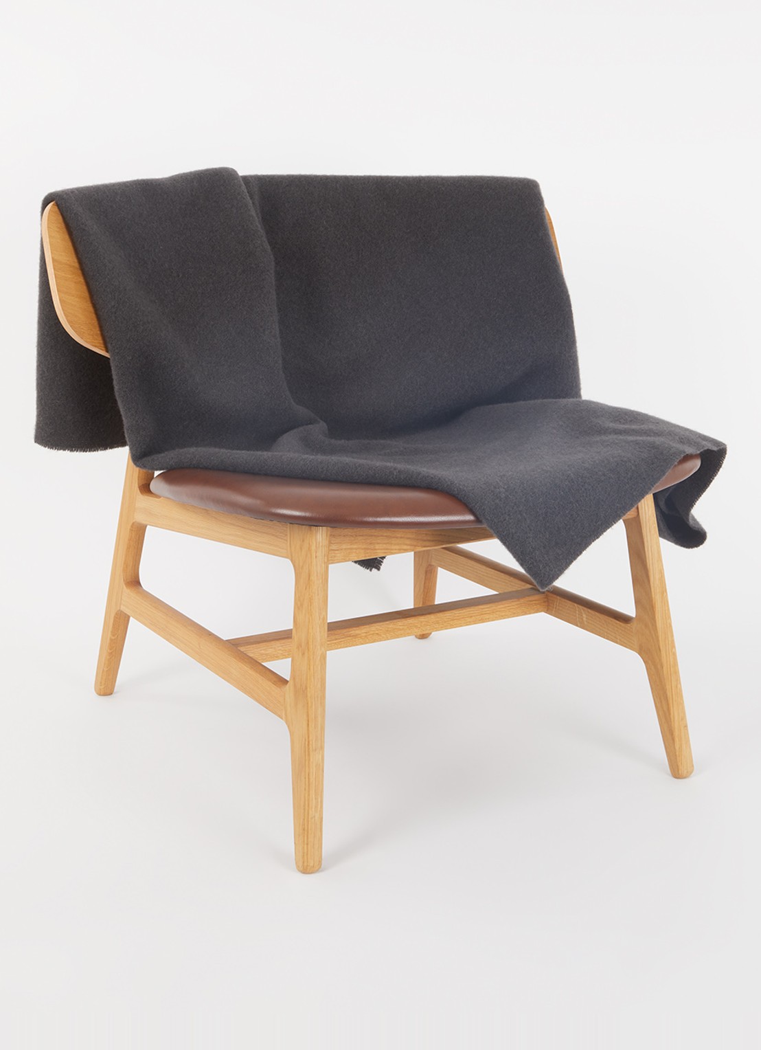Hay Mono plaid van wol 130 x 180 cm - voorkant 2 antraciet