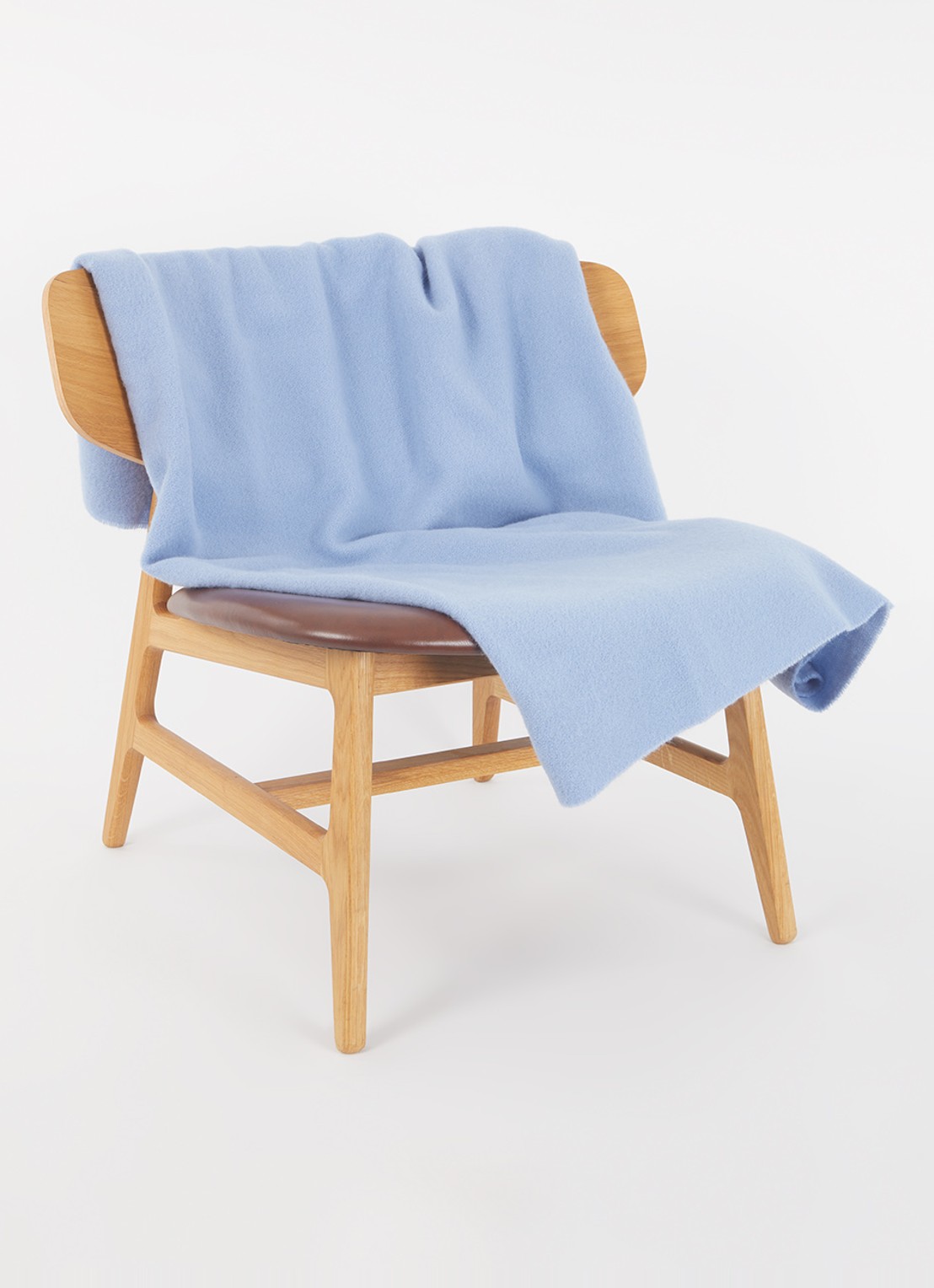 Hay Mono plaid van wol 130 x 180 cm - voorkant 3 lichtblauw