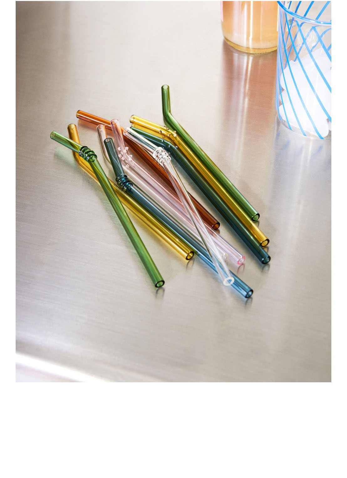 Hay Sip Smooth rietjes van glas set van 6 - voorkant 2 multicolor