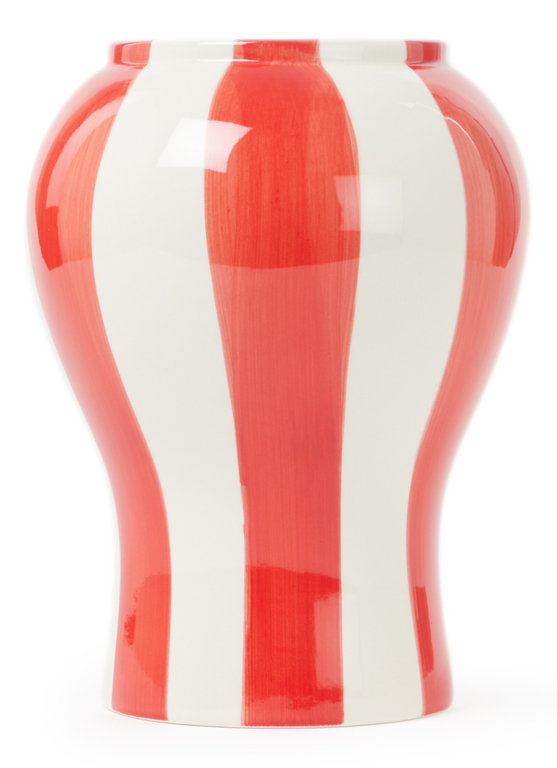 Hay Sobremesa stripe vaas 22 cm - voorkant vuurrood