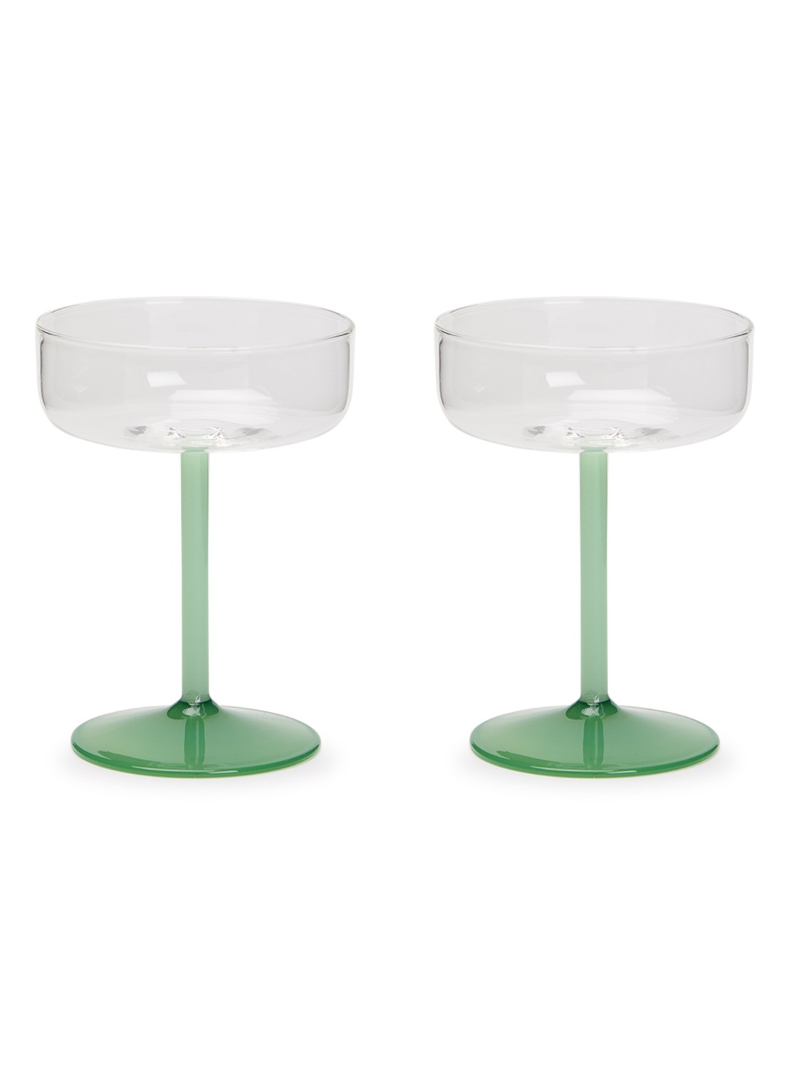 Hay Tint Coupe champagne glas 20 cl set van 2 - voorkant 2 groen