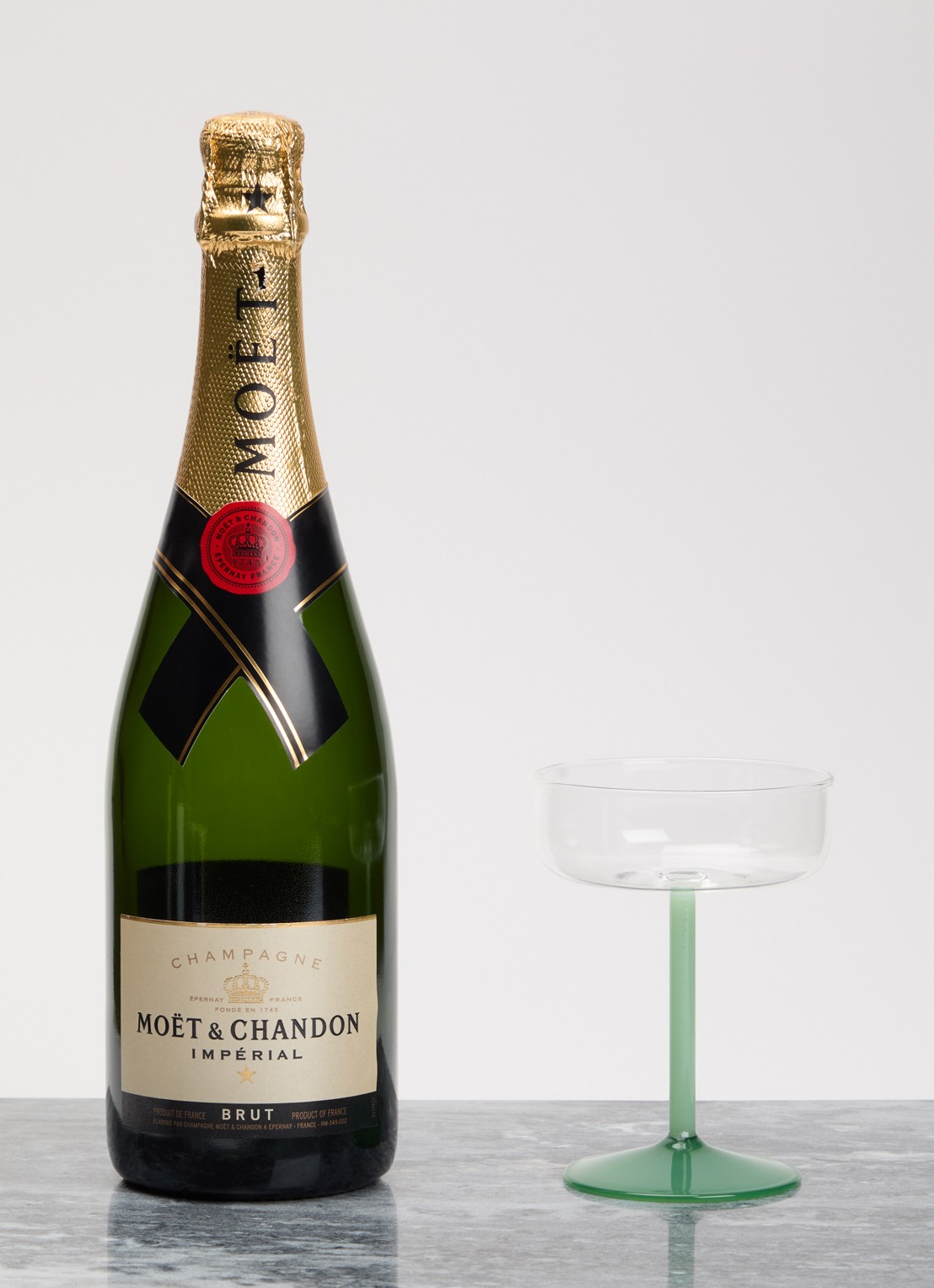 Hay Tint Coupe champagne glas 20 cl set van 2 - voorkant 3 groen