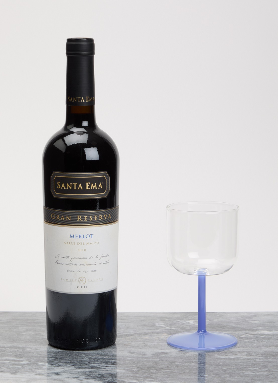 Hay Tint wijnglas 25 cl set van 2 - voorkant 2 donkerblauw