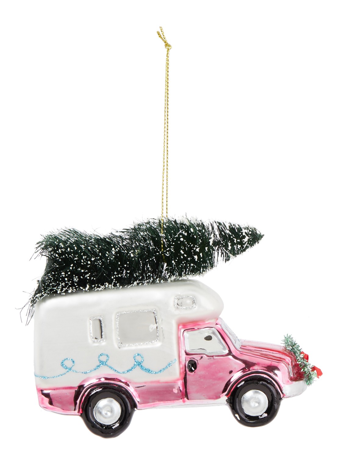 HD Collection Camper kersthanger 10 cm - voorkant roze
