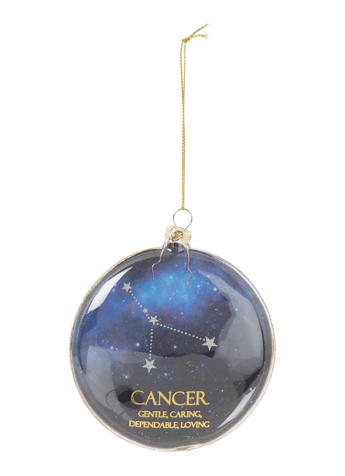 HD Collection Cancer kersthanger 10 cm - voorkant donkerblauw