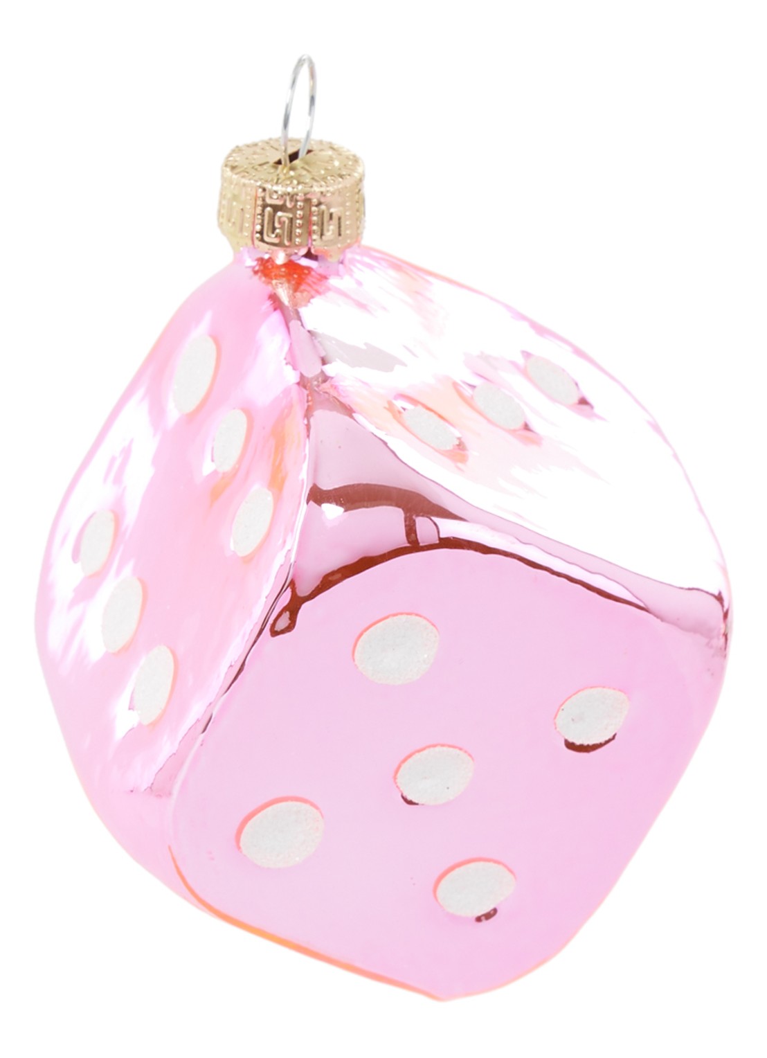 HD Collection Cube kersthanger 8 cm - voorkant roze