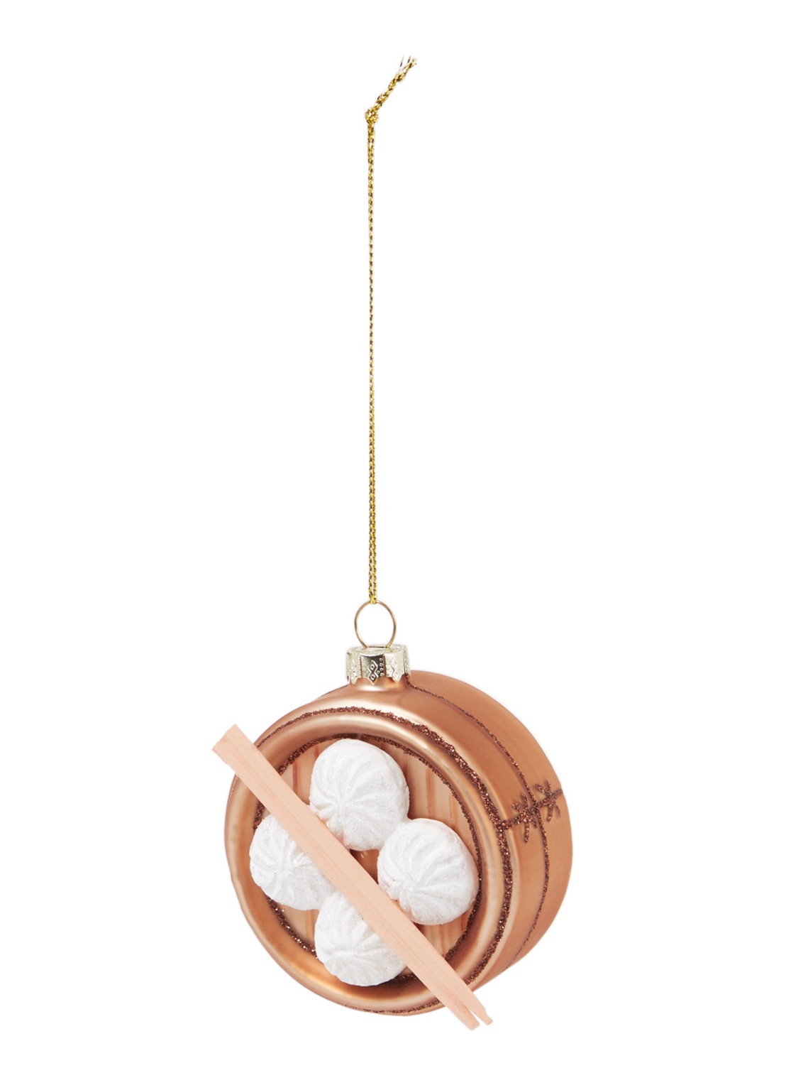 HD Collection Dim sum kersthanger 7 cm - voorkant 2 bruin
