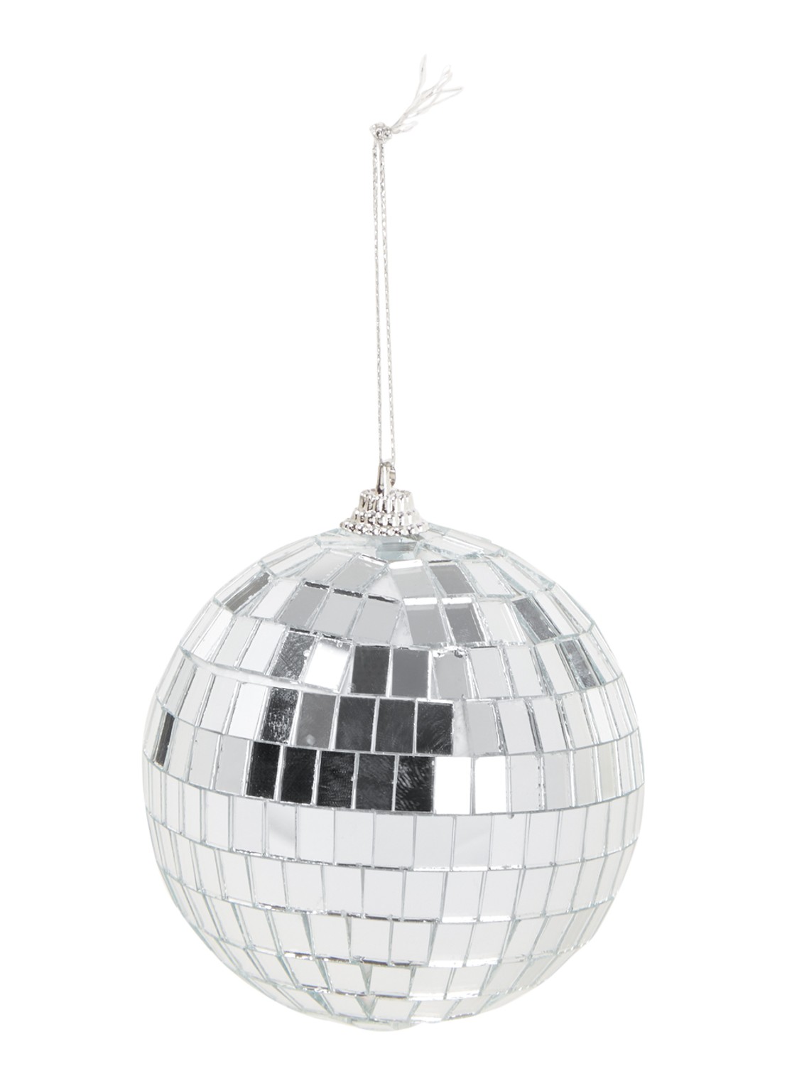 HD Collection Discobal kerstbal 8 cm - voorkant zilver