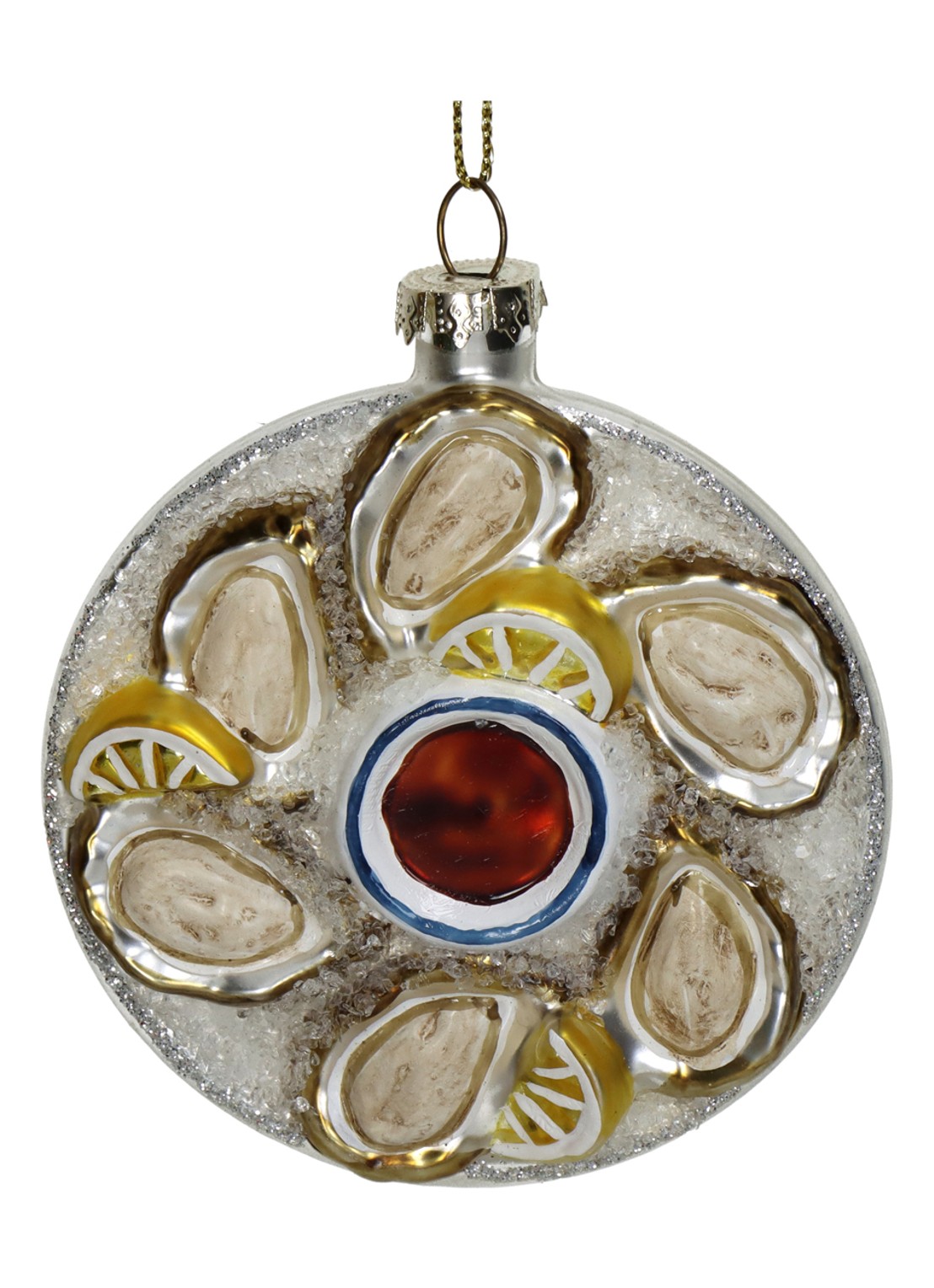 HD Collection Oesterplaat kersthanger 8 cm - detail 2 ivoor