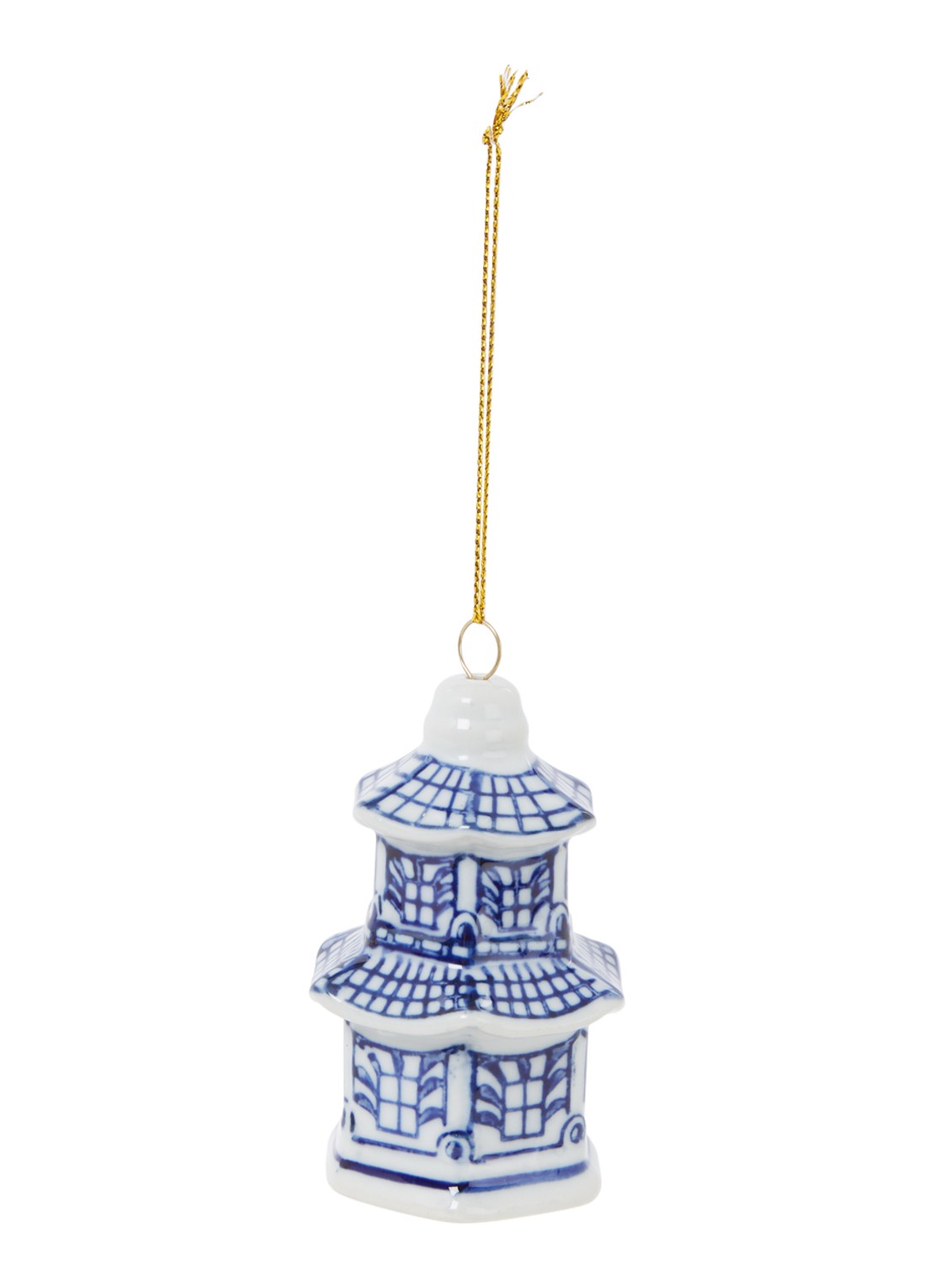 HD Collection Pagoda kersthanger 9 cm - voorkant royalblauw