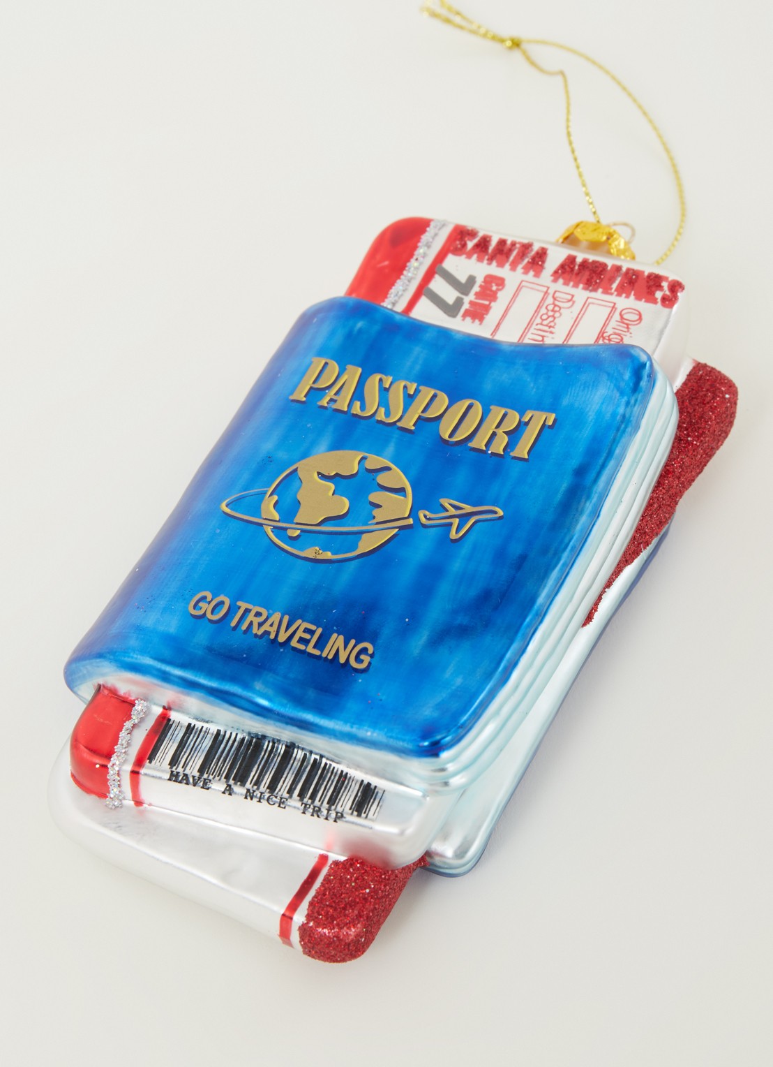 HD Collection Passport kersthanger 14 cm - detail blauw