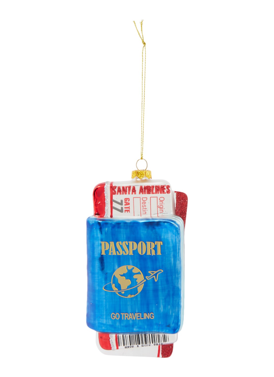 HD Collection Passport kersthanger 14 cm - voorkant 2 blauw