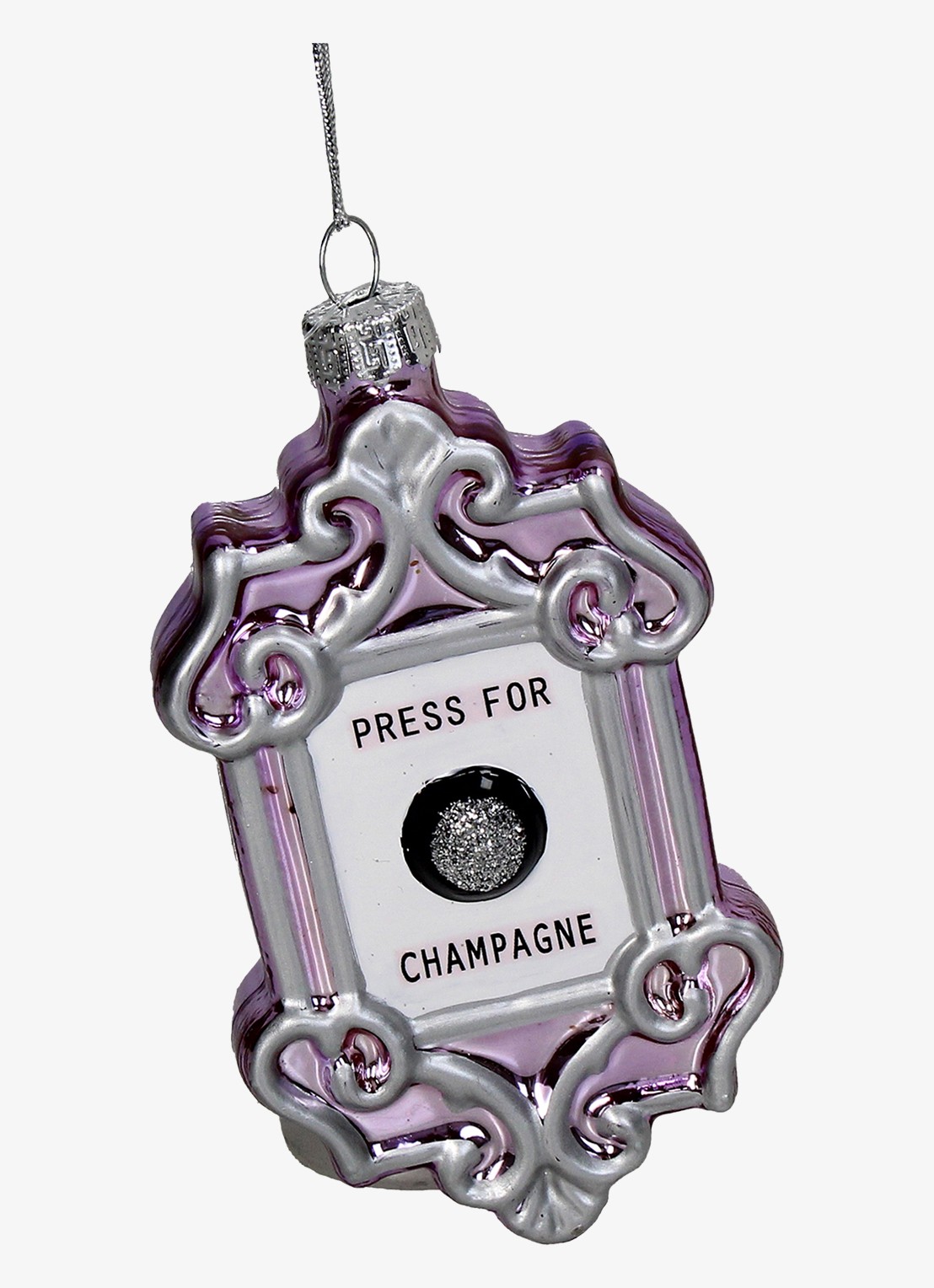 HD Collection Press for Champagne kersthanger 12 cm - voorkant paars