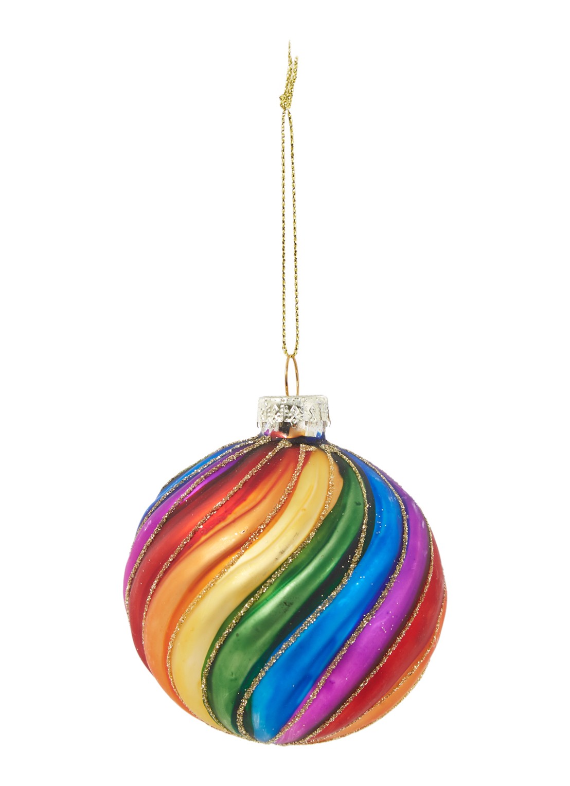 HD Collection Rainbow kerstbal 7 cm - voorkant multicolor