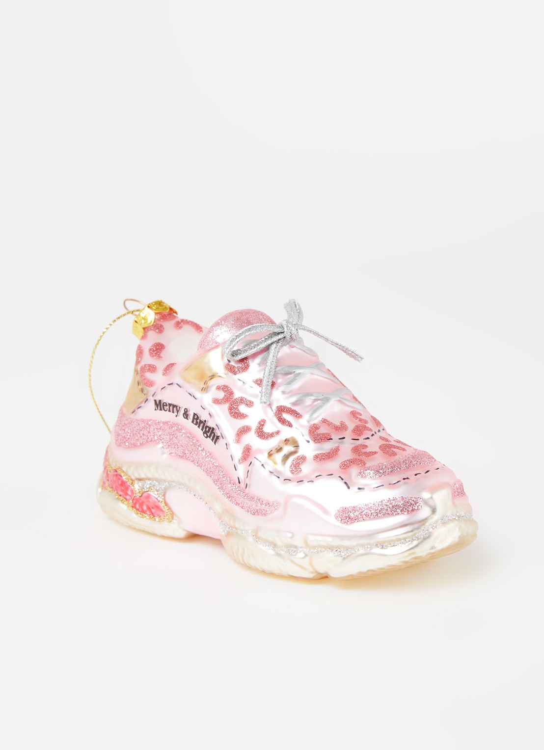 HD Collection Sport Shoe sportschoen kersthanger 14 cm - detail roze