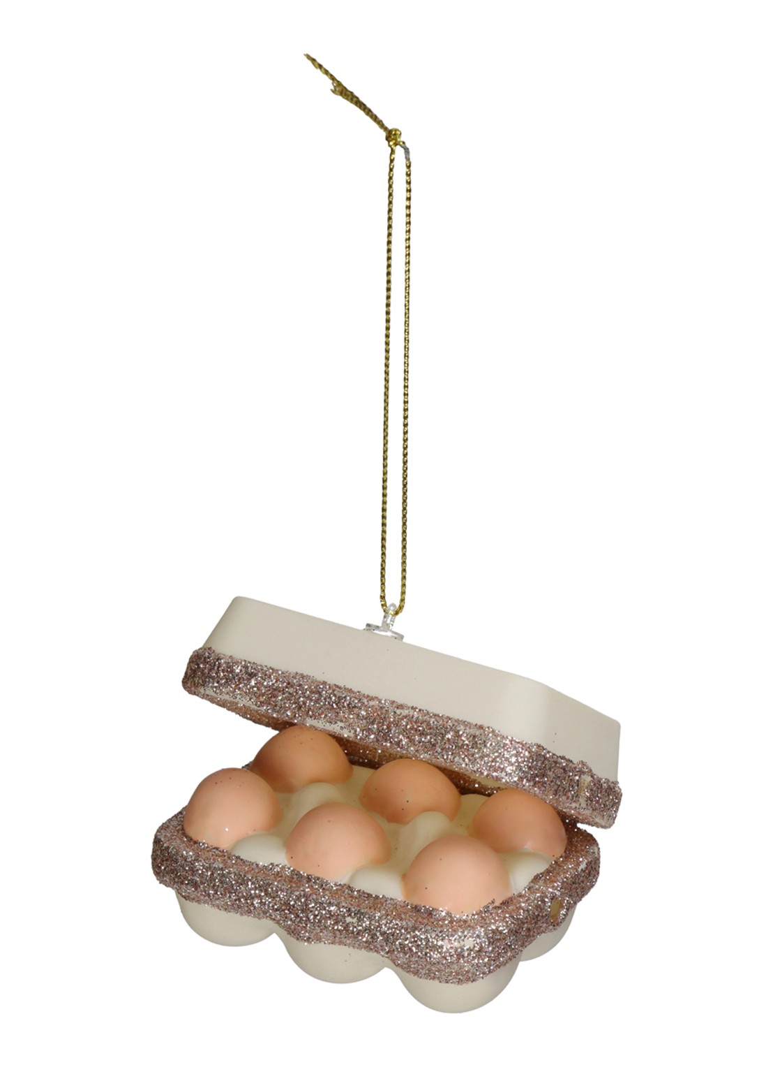 HD Collection Verse eieren kersthanger 6,5 cm - voorkant beige