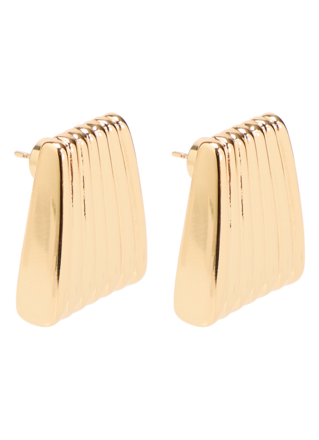 Heaven Mayhem Ribbed oorstekers verguld - voorkant goud