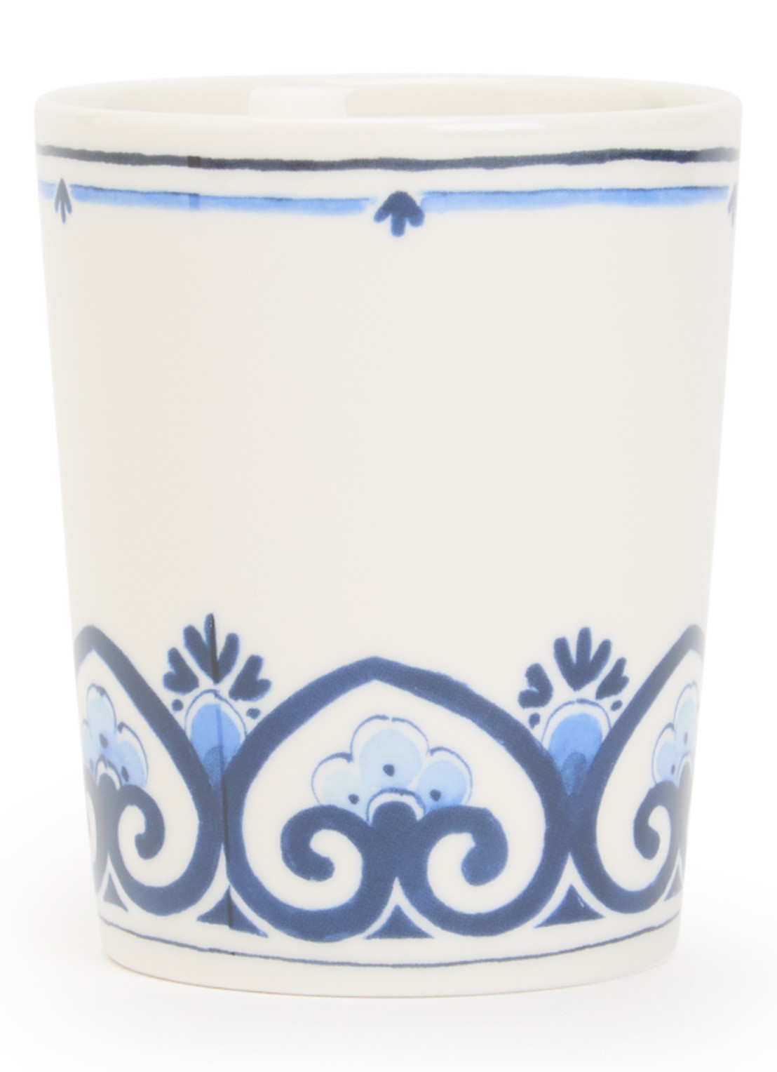 Heinen Delfts Blauw Amoret Baroque kopje 22 cl  - voorkant wit