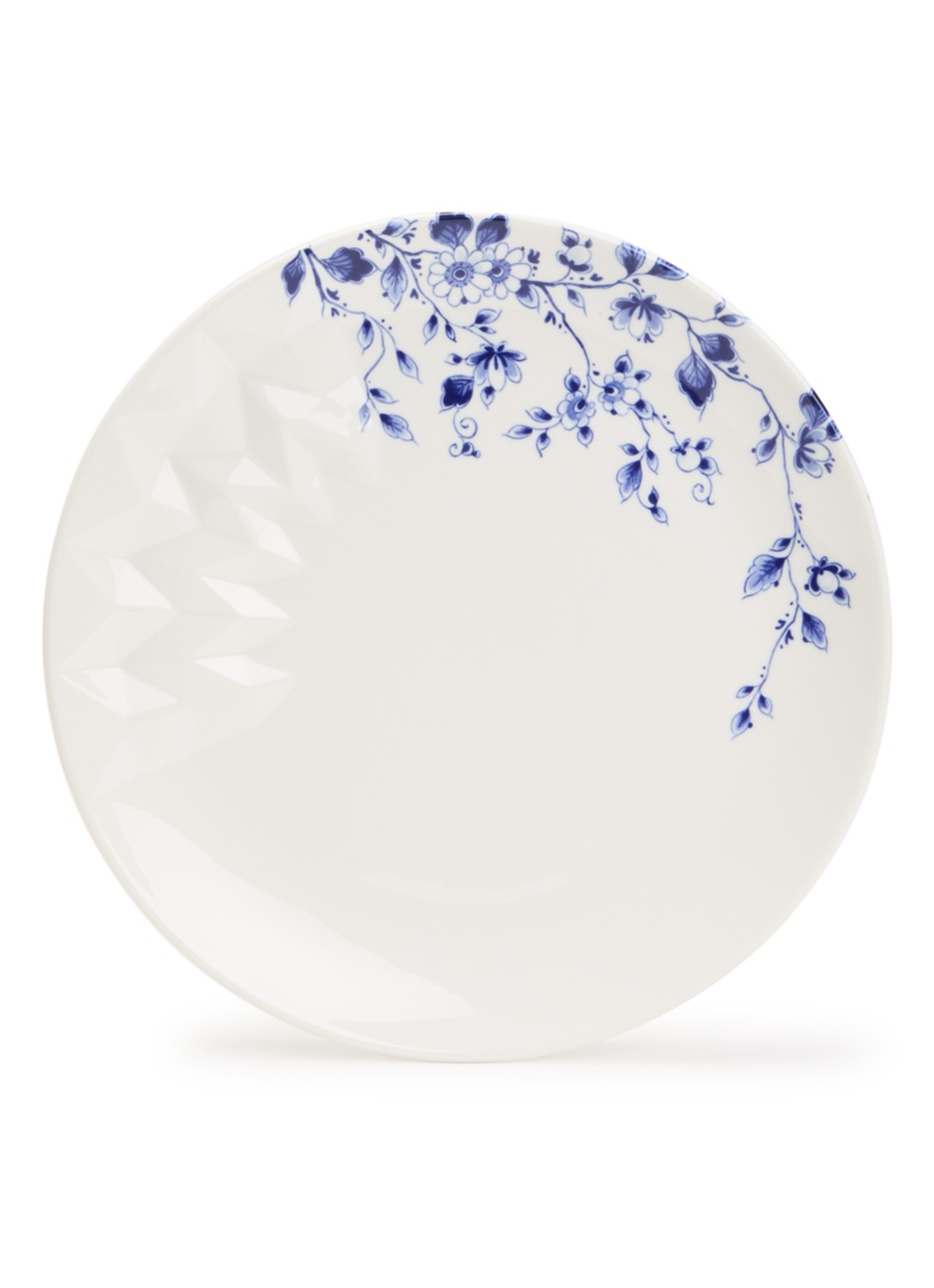 Heinen Delfts Blauw Blauw Vouw dinerbord 27 cm  - voorkant wit