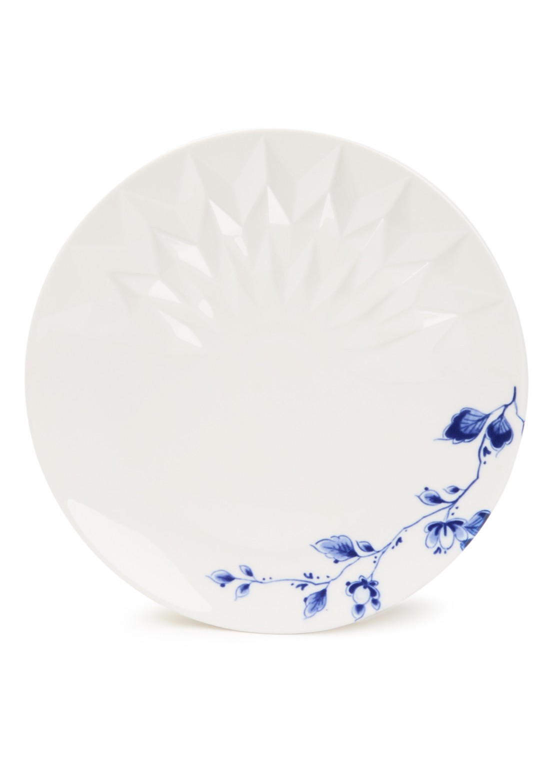 Heinen Delfts Blauw Blauw Vouw gebaksbordje 18 cm - voorkant 3 wit