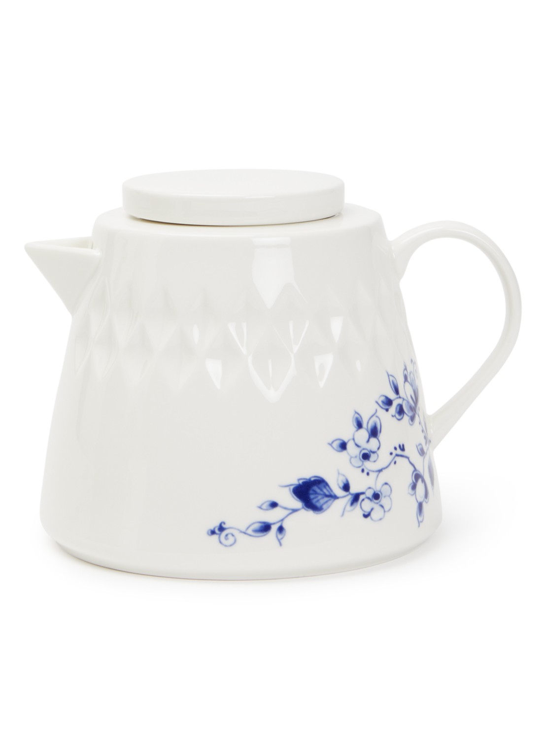 Heinen Delfts Blauw Blauw Vouw koffiepot 90 cl  - voorkant wit