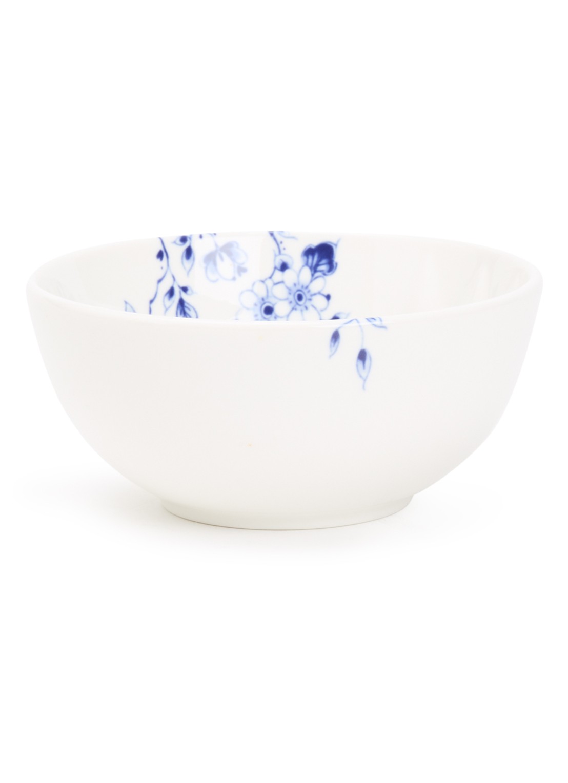 Heinen Delfts Blauw Blauw Vouw kom 14 cm - voorkant wit