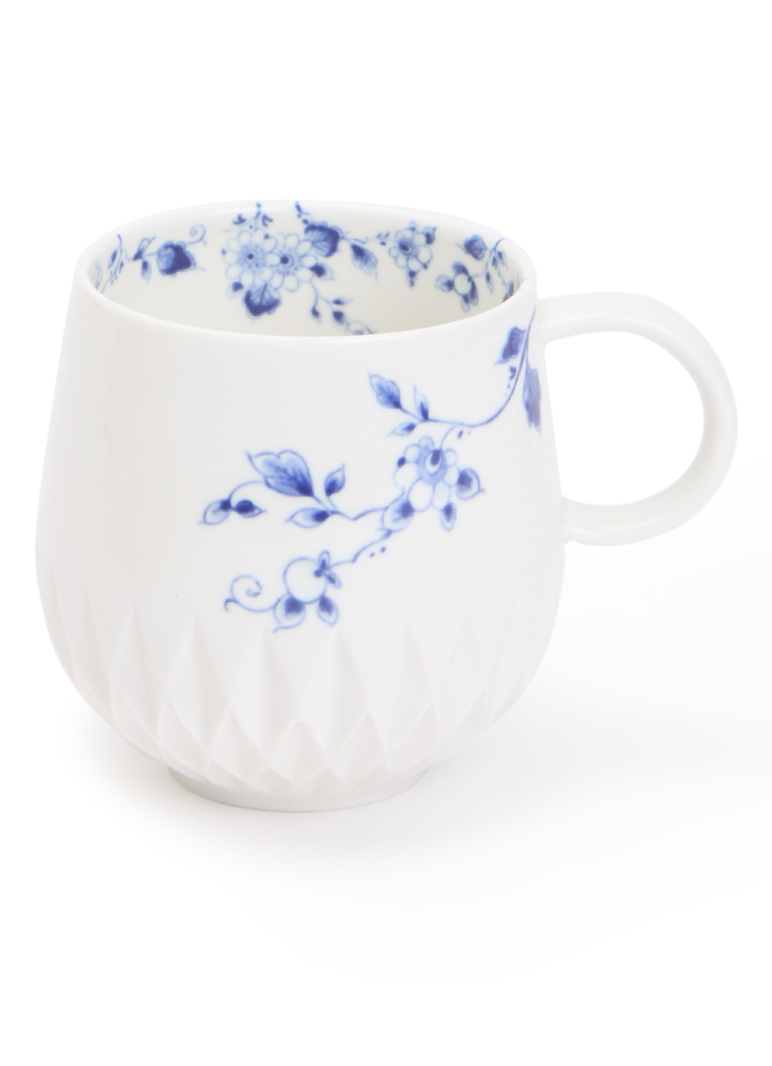 Heinen Delfts Blauw Blauw Vouw mok 350 ml - voorkant wit