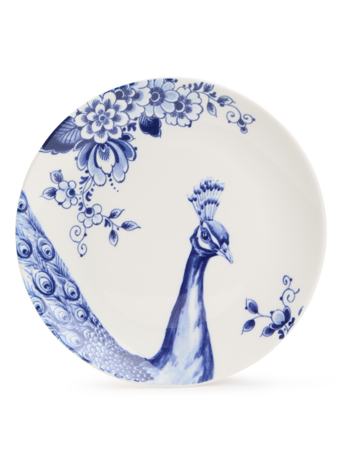 Heinen Delfts Blauw Blauw Vouw ontbijtbord 19 cm  - voorkant wit
