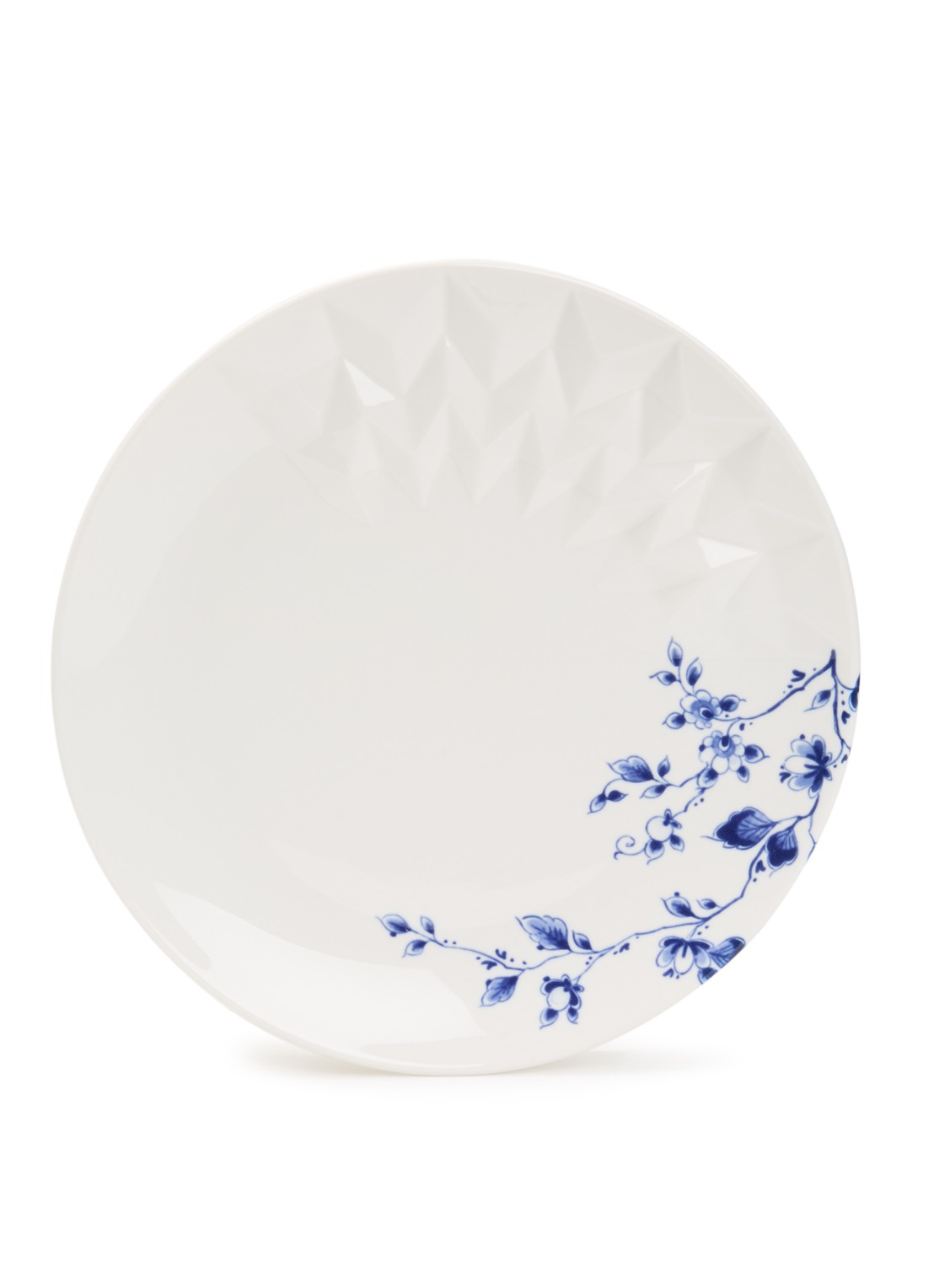 Heinen Delfts Blauw Blauw Vouw ontbijtbord 21 cm - voorkant wit