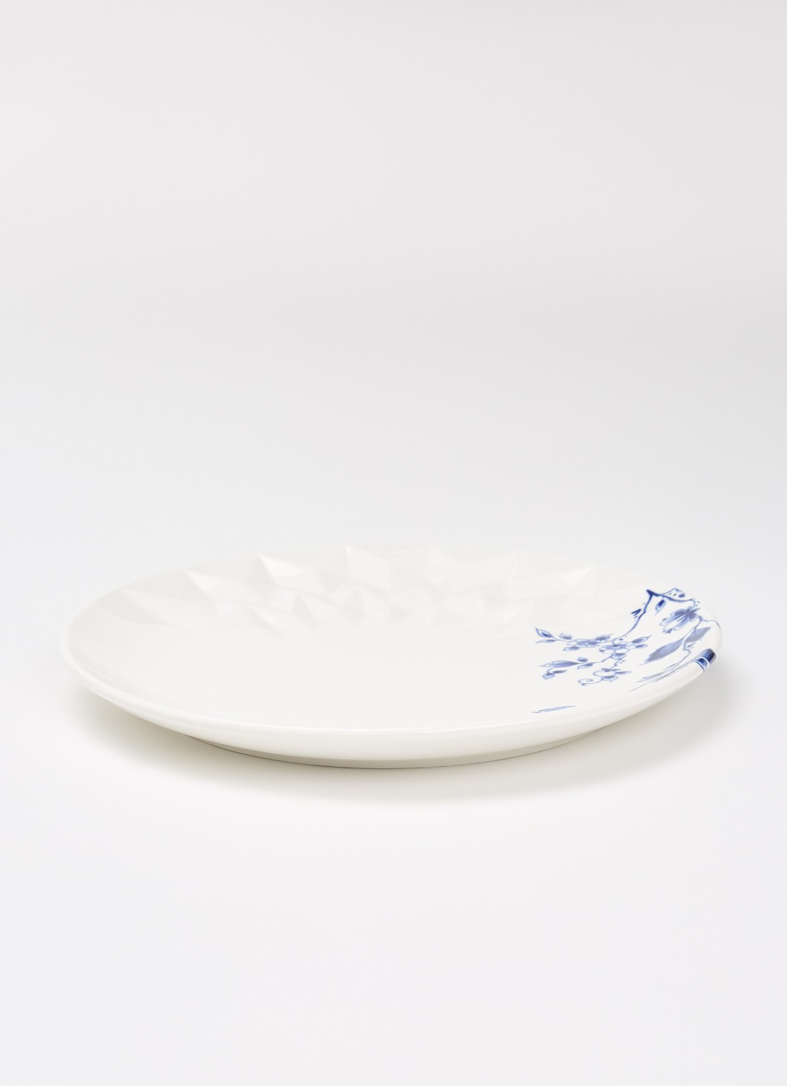 Heinen Delfts Blauw Blauw Vouw ontbijtbord 21 cm - voorkant 2 wit
