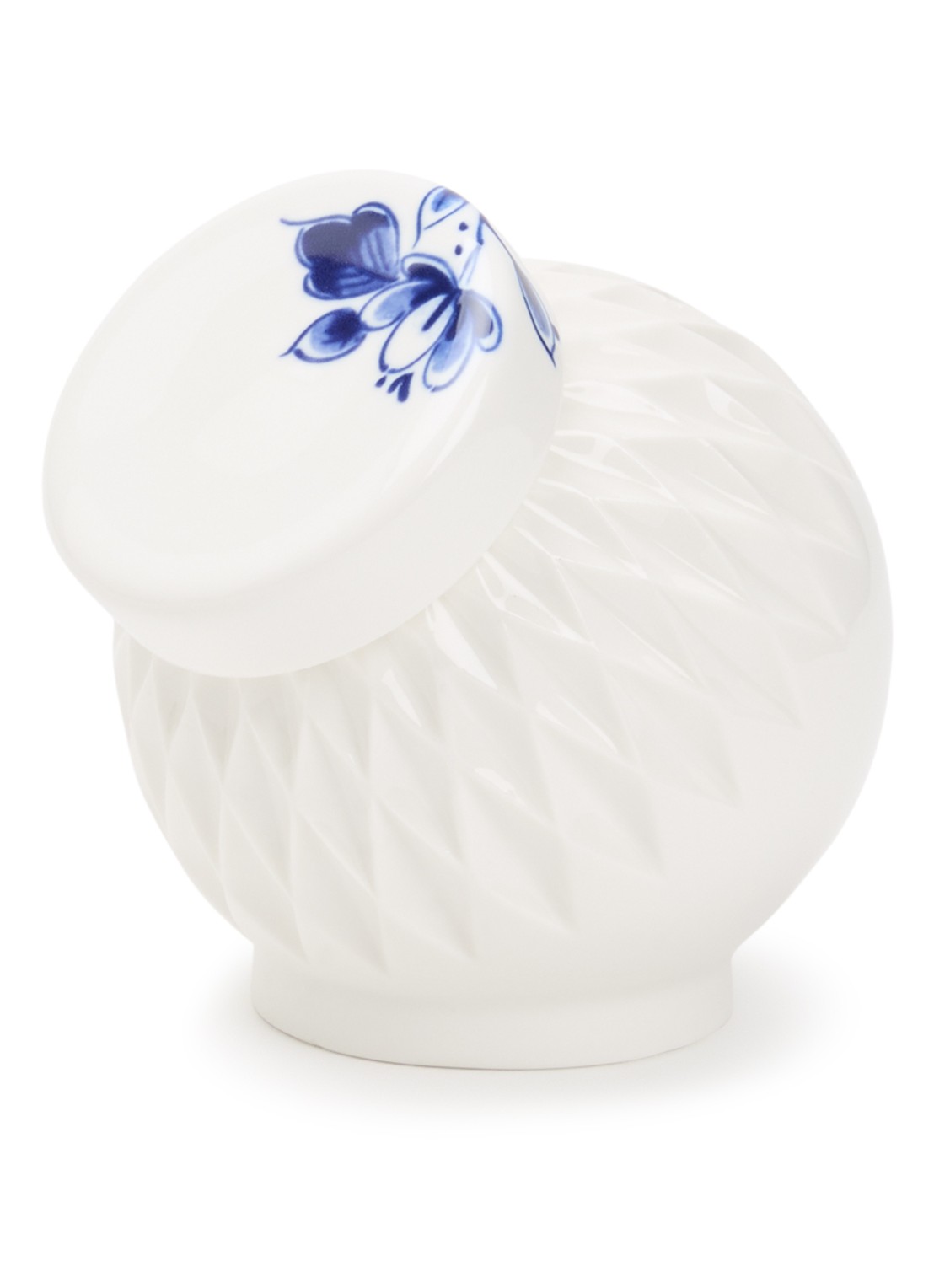 Heinen Delfts Blauw Blauw Vouw suikerpot  - voorkant wit