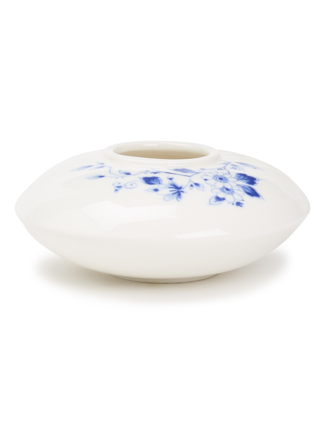 Heinen Delfts Blauw Blauw Vouw vaas 5 cm  - voorkant wit