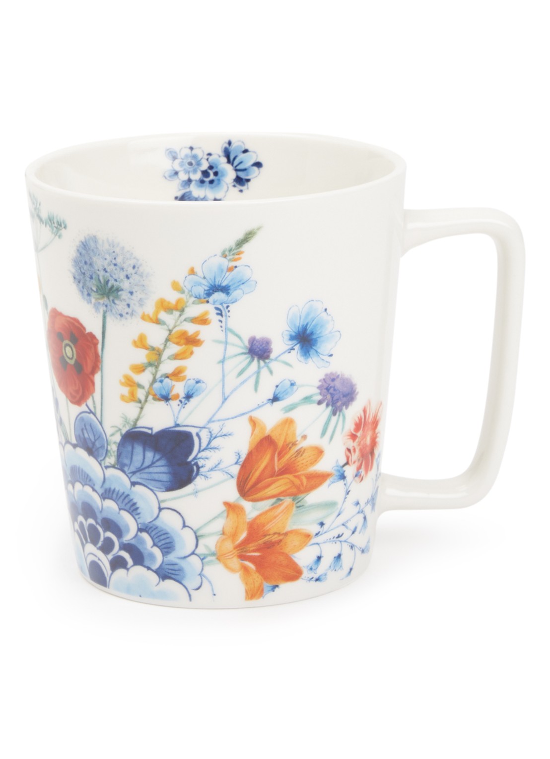 Heinen Delfts Blauw Bloementuintje kopje 30 cl - voorkant multicolor