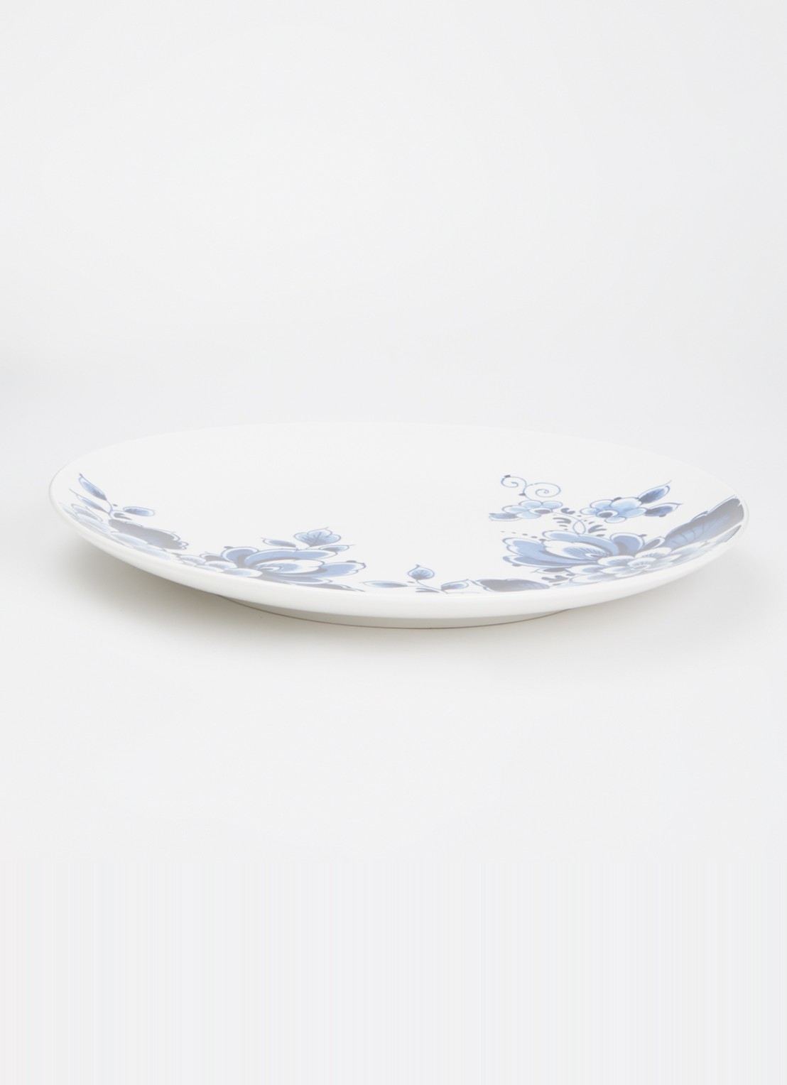 Heinen Delfts Blauw Bloesem wandbord 31,5 cm - voorkant 2 blauw