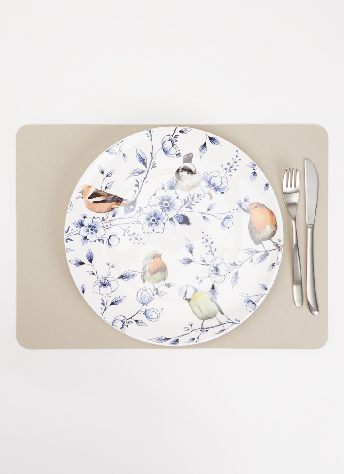 Heinen Delfts Blauw Bosvogels met bloesem wandbord 31 cm - detail 2 wit