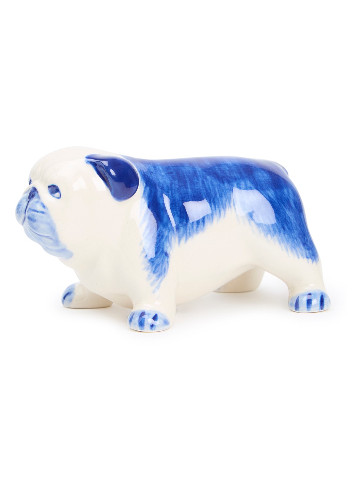 Heinen Delfts Blauw Boxer ornament 7 cm - voorkant donkerblauw