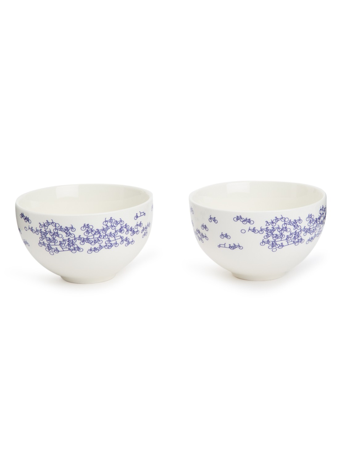 Heinen Delfts Blauw De Blauwe Fiets kom 10 cm set van 2 - voorkant donkerblauw