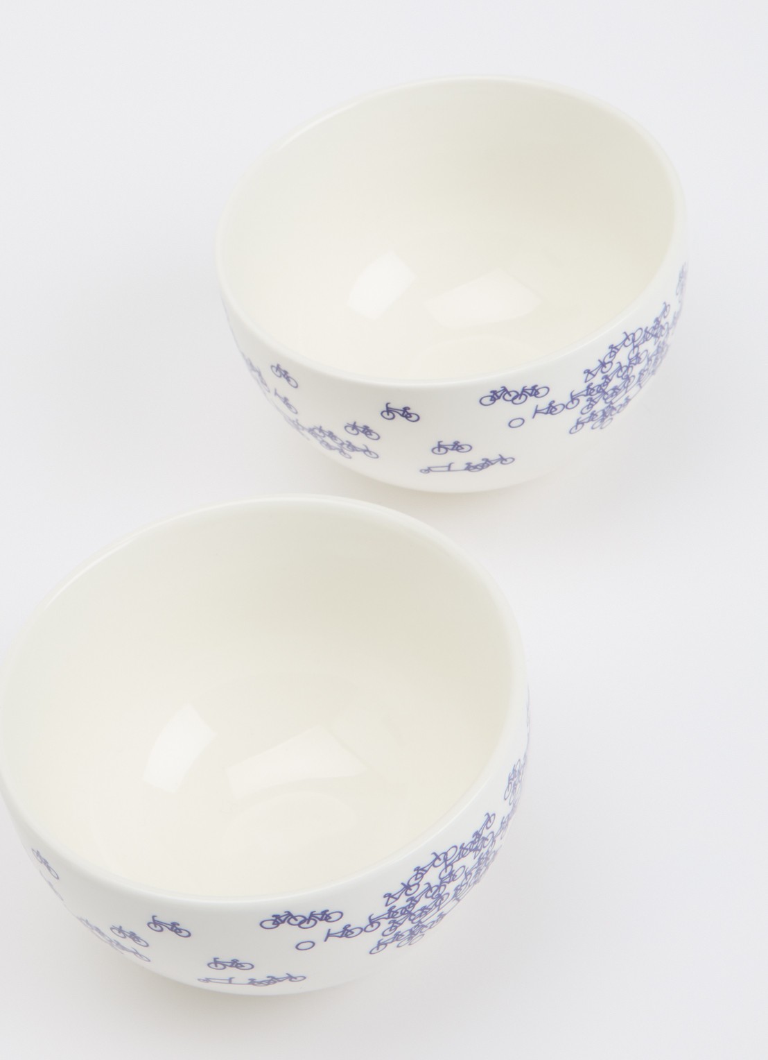 Heinen Delfts Blauw De Blauwe Fiets kom 10 cm set van 2 - voorkant 2 donkerblauw