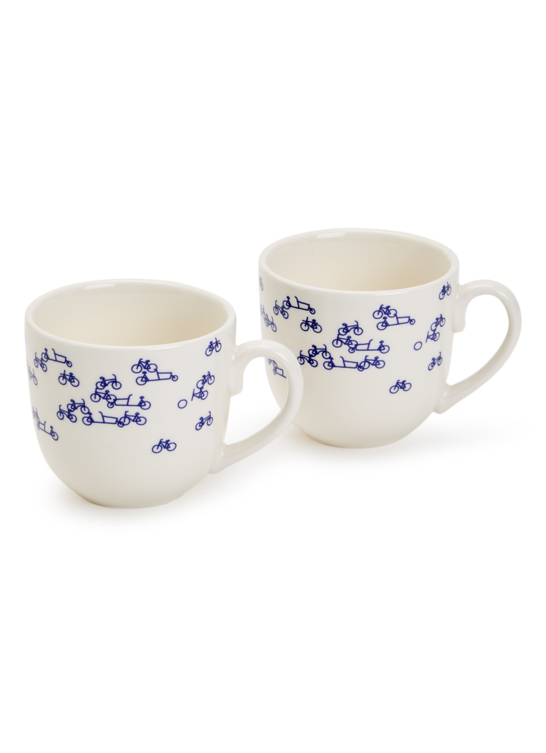Heinen Delfts Blauw De Blauwe Fiets kopje 20 cl set van 2 - voorkant wit