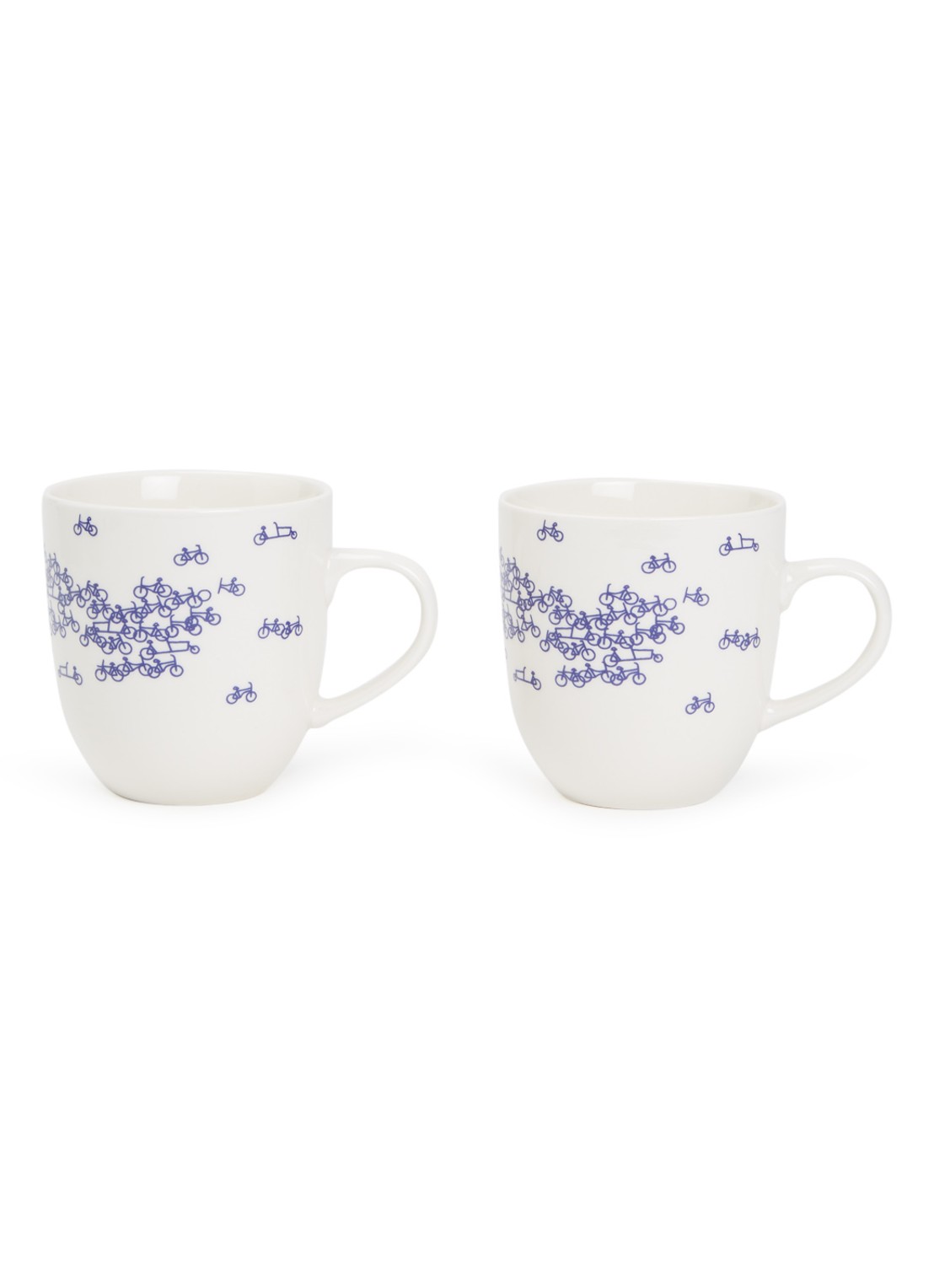Heinen Delfts Blauw De Blauwe Fiets mok 35 cl set van 2 - voorkant donkerblauw
