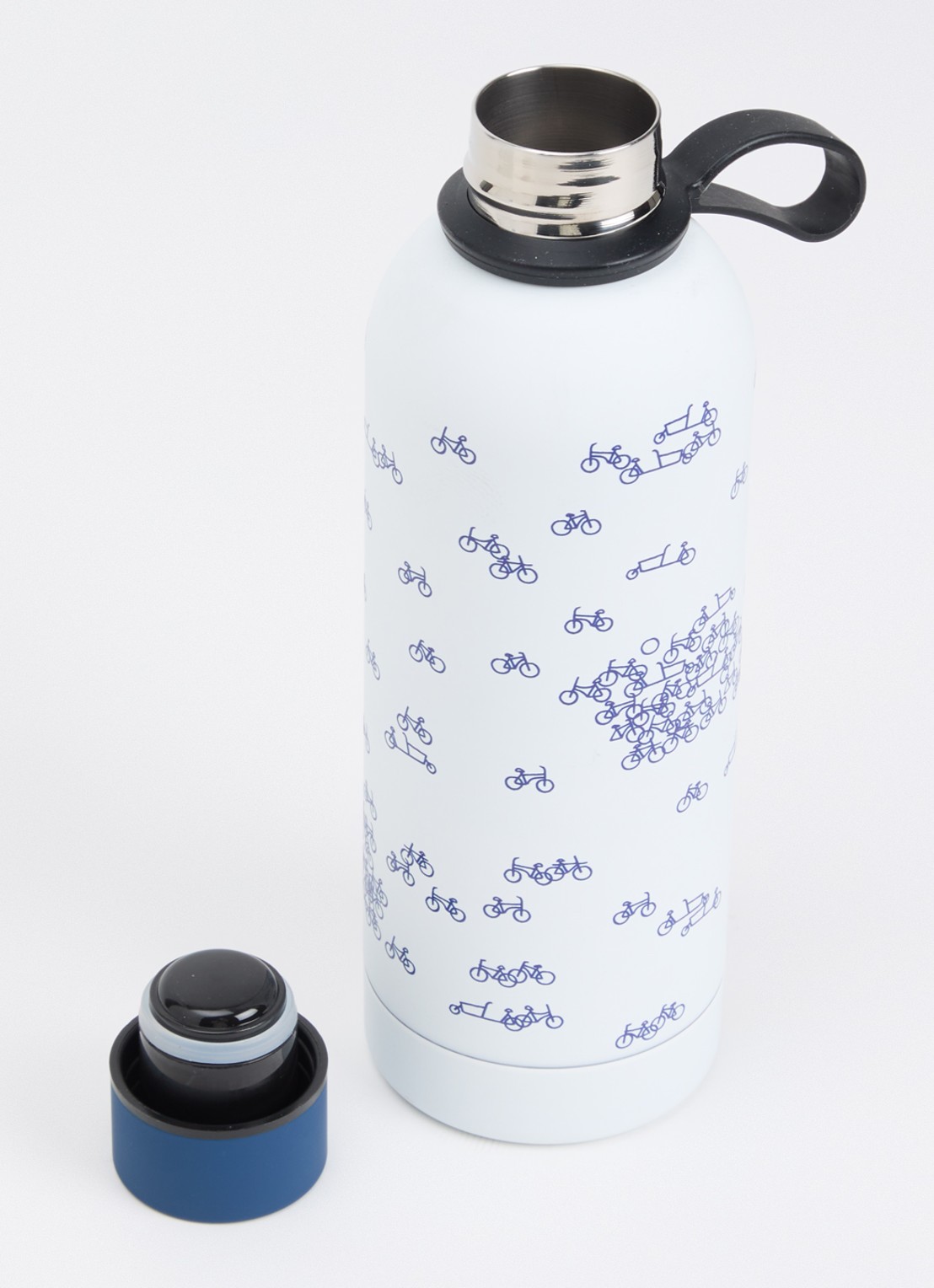 Heinen Delfts Blauw De Blauwe Fiets thermosfles 50 cl  - detail blauw