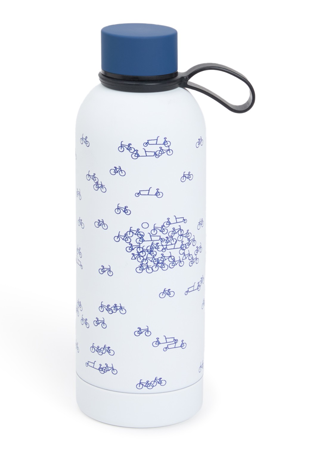 Heinen Delfts Blauw De Blauwe Fiets thermosfles 50 cl  - voorkant 2 blauw