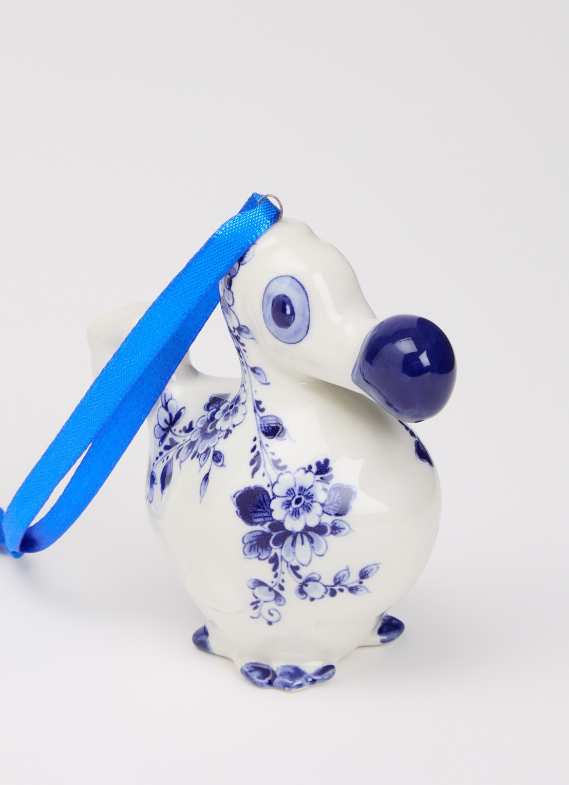 Heinen Delfts Blauw Dodo kersthanger 8 cm - detail gebroken wit